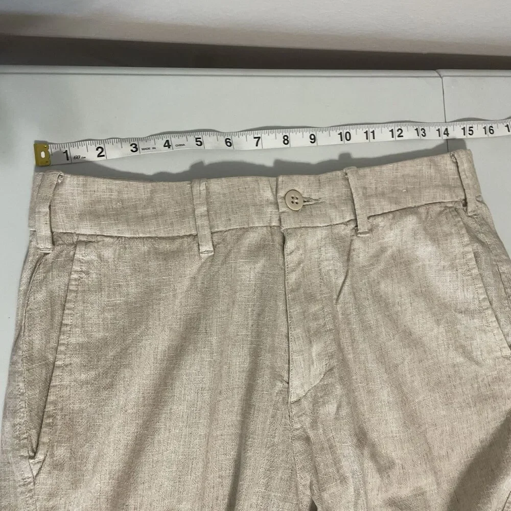Abercrombie & Fitch Men’s Loose Linen Blend Pants Size 28x28 Tan Coastal Preppy
